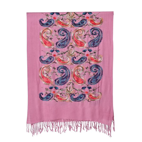 Bestickter Schal mit Fransen, Rosa image number 2