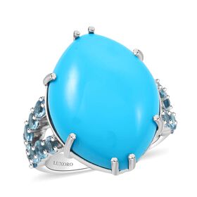 LUXORO AAA Sleeping Beauty Türkis und Santamaria Aquamarin Ring in 417 Weißgold - 11,55 ct.