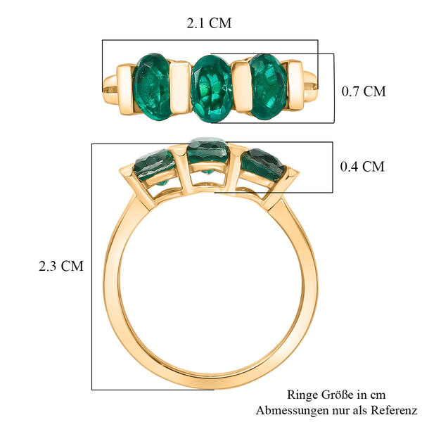 D'Joy - Dreifacher Glanz Smaragd-Quarz Triplette Ring 925 Silber 750 Gelb Vergoldet (Gr&ouml;&szlig;e 21.00) ca. 1.69 ct image number 6