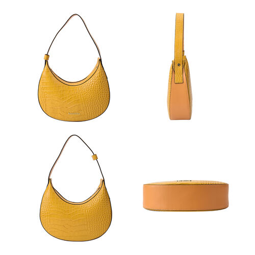 Sencillez Hobo Tasche aus echtem Leder, Größe 27x7x14 cm, Gelb image number 1