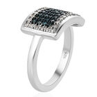 Blauer und Weißer Diamant Ring 925 Silber platiniert  ca. 0,33 ct image number 4