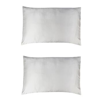 2er Set - Seidenkissenbez&uuml;ge, Oberseite aus 100% Maulbeerseide, Unterseite aus Tencel Material, hypoallergen, wei&szlig;