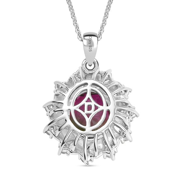 D'Joy Wassermelonen Triplett Quarz und Zirkon zweifarbiger Ring und Anhänger mit 45cm Kette image number 5