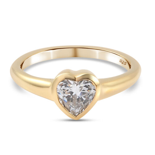 LUSTRO STELLA Hergestellt mit Feinster ZIRKONIA Herz Ring 925 Silber vergoldet image number 0