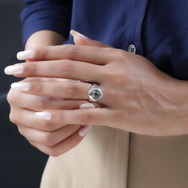 Prasiolith-Ring, reines Messing platiniert (Gr&ouml;&szlig;e 16.00) ca. 3,19 ct image number 3