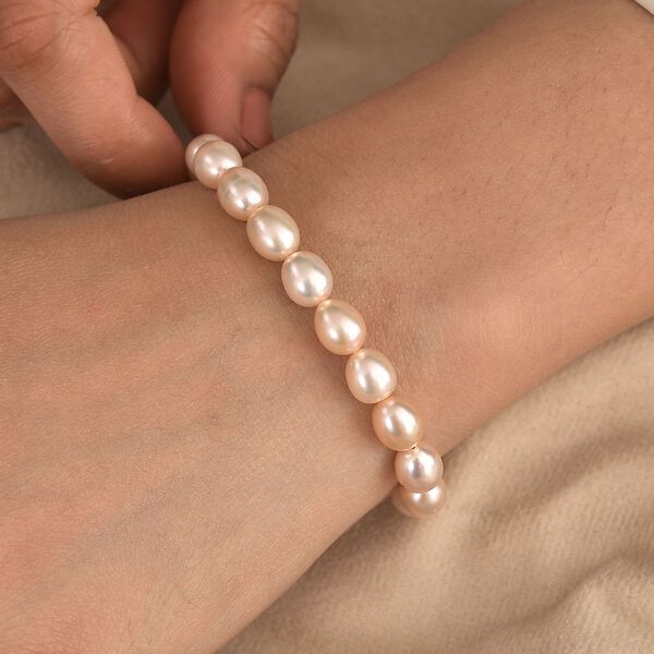 AA Pfirsich-Süßwasser Perle Armband ca. 26.75 cm 925 Silber rhodiniert image number 2