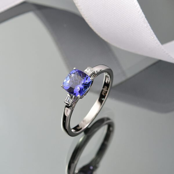 Rhapsody AAAA Tansanit, Weißer Diamant Ring 950 Platin (Größe 20.00) ca. 2,06 ct image number 1