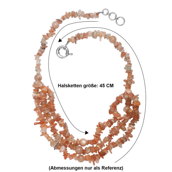 EVER TRUE Sonnenstein, Pfirsich Mondstein Halskette ca. 45 cm Nickelfreies Messing Platiniert ca. 345.00 ct image number 5