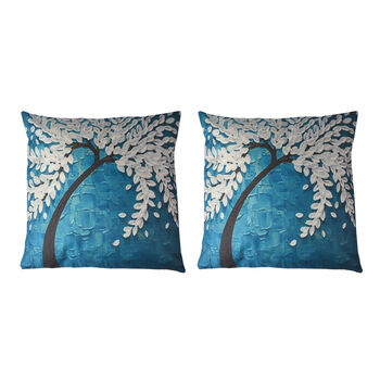 2er-Set bedruckte Kissenbez&uuml;ge, Gr&ouml;&szlig;e 45x45 cm, Blaugr&uuml;n