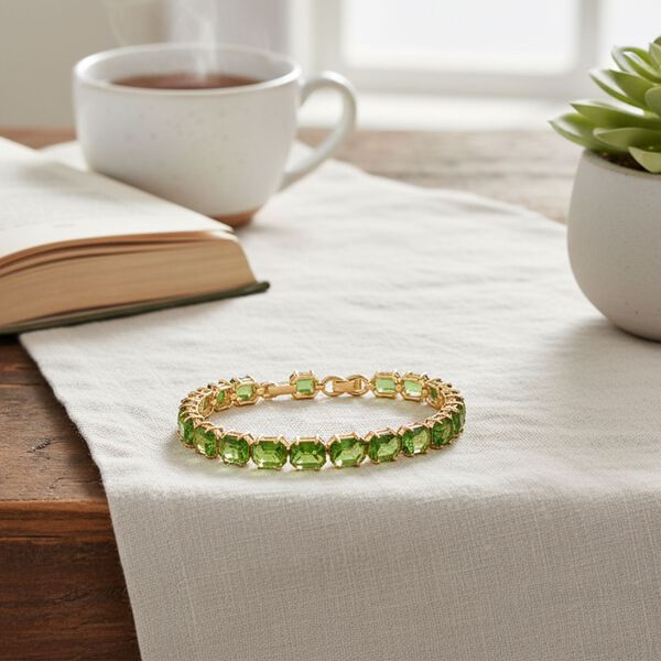 Gr&uuml;ner Kristall Armband ca. 19 cm Nickelfreies Messing Standard image number 2