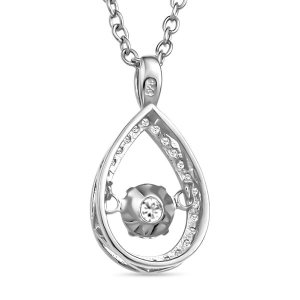 Wei&szlig;er Zirkonia-Anh&auml;nger mit Edelstahl-Kette, 925 Silber rhodiniert ca. 1.05 ct image number 5