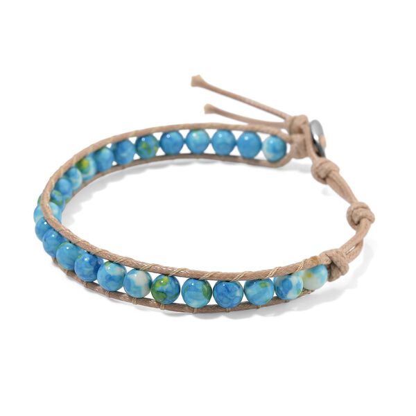 Flexibles blaugr&uuml;nes Regenblumen-Yuhua-Quarzit Armband - 35 ct. image number 3