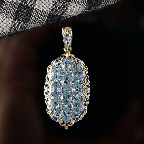 Himmelblauer Topas Anhänger Messing ca. 5.63 ct image number 2