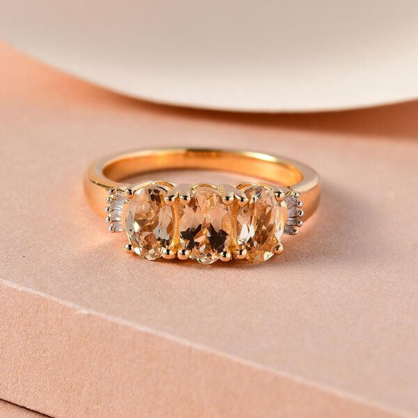 Kaiserlicher Topas und wei&szlig;er Diamant-Ring, 925 Silber vergoldet  ca. 1,57 ct image number 2