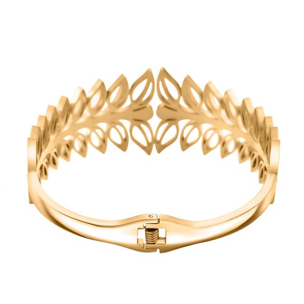 Wei&szlig;er Kristall Armreif ca. 19 cm Reiner Edelstahl, Goldfarben image number 4