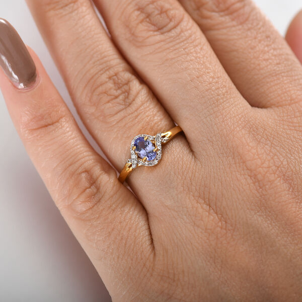 Tansanit und Zirkon Ring, 925 Silber 750 Gelbgold Vermeil - 0,65 ct. image number 3