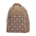 Umweltfreundlicher Kork-Rucksack mit Kunstleder-Griffen, 28x10x24cm, Trellis Muster, braun