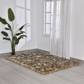 Kunstpelz-Teppich, 100% Acryl, Rückseite aus Wildleder, 160x230cm, Braun meliert