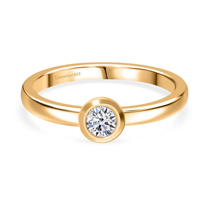 LUXURIANT DIAMOND - Lab Grown Diamant VS-EF Ring 925 Silber 750 Gelbgold Vermeil (Gr&ouml;&szlig;e 21.00) ca. 0,25 ct