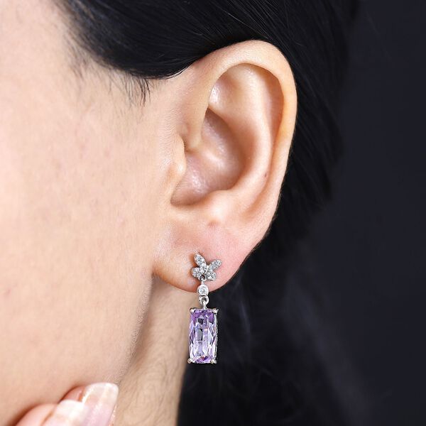 Rose De France Amethyst und Zirkon-Ohrringe - 5,58 ct. image number 3