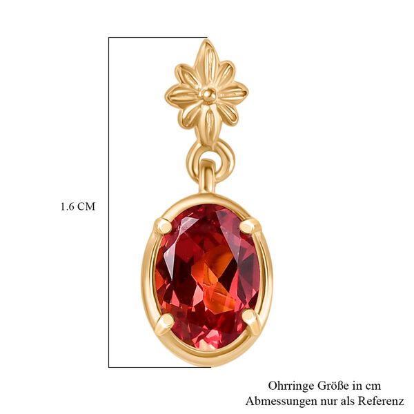 D'joy Lab Grown Padparadscha-Saphir Ohrringe 925 Silber 750 Gelb Vergoldet ca. 2.39 ct image number 5