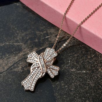 LUXURIANT VS Labor Diamant Anh&auml;nger mit 50cm Kette, 925 Silber 750 Ros&eacute;gold Vermeil - 0,51 ct.