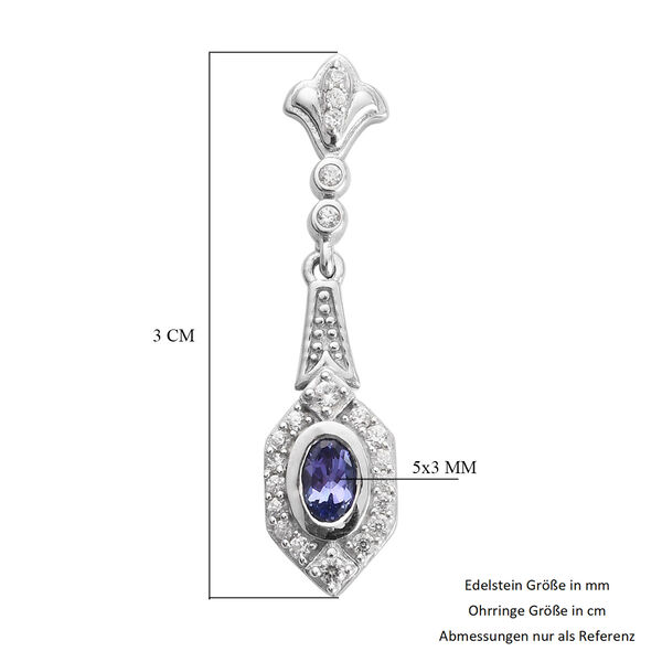 AA Tansanit und Zirkon Ohrh&auml;nger 925 Silber platiniert ca. 0,94 ct&nbsp; image number 5