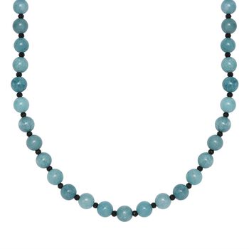 Aquamarin und schwarze Spinell-Halskette, 50 cm - 170 ct.