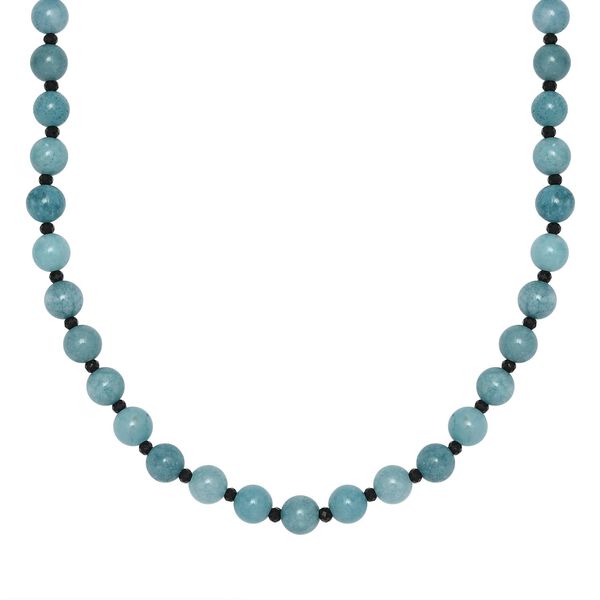 Aquamarin und schwarze Spinell-Halskette, 50 cm - 170 ct. image number 4