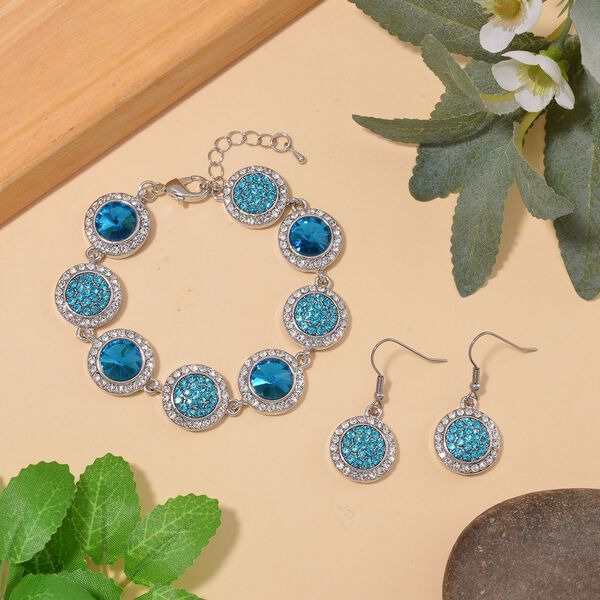 2er Set - Blauer Kristall Armband und Ohrringe image number 2