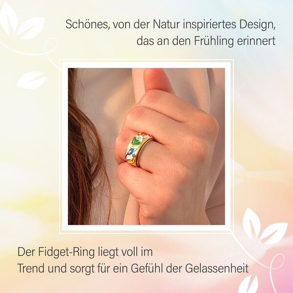 Bunte Bl&uuml;ten Diamant emaillierter Anti-Stress-Spinning-Ring image number 12