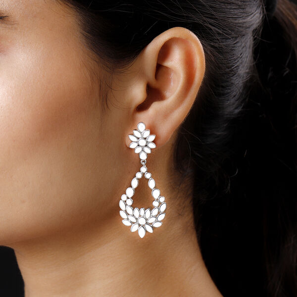 Floral emalliert Ohrh&auml;nger Messing platiniert&nbsp; image number 3