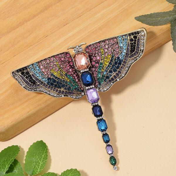 Mehrfarbiger Kristall Brosche  Gelb image number 2