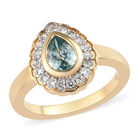 Blauer Zirkon Ring 925 Silber 585 Vergoldet (Größe 20.00) ca. 1,33 ct image number 3