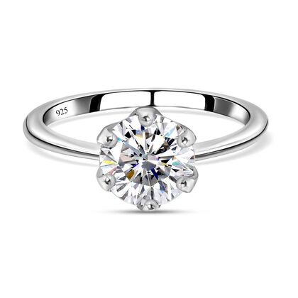 120 Facetten Moissanit-Ring, 925 Silber platiniert (Gr&ouml;&szlig;e 21.00) ca. 0,75 ct