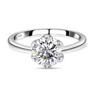 120 Facetten Moissanit-Ring, 925 Silber platiniert (Größe 21.00) ca. 0,75 ct