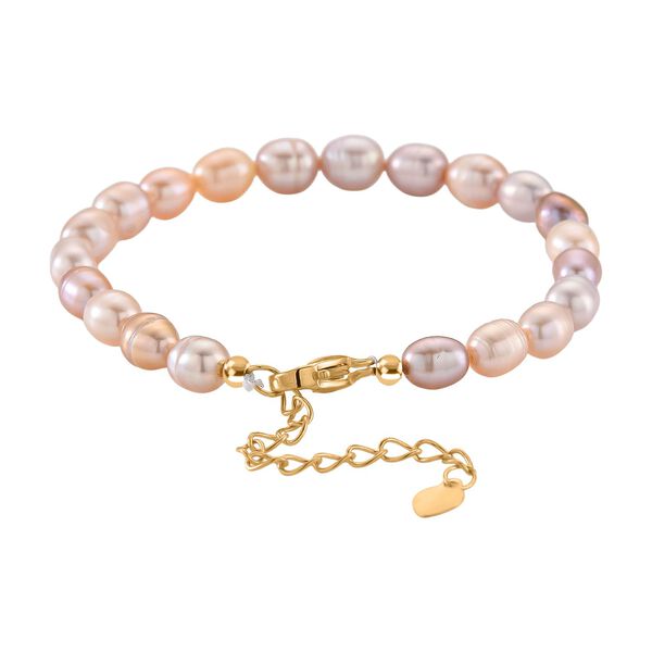 Mehrfarbiges S&uuml;&szlig;wasser Perle Armband in Goldton image number 4