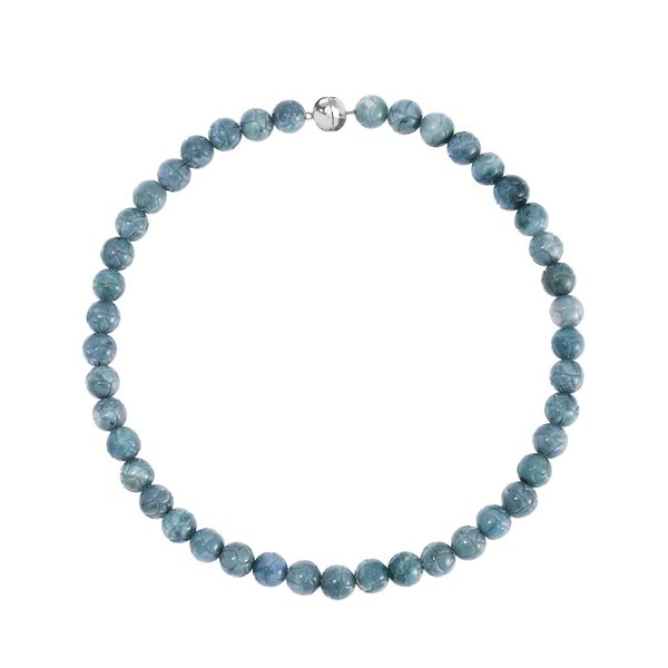 EXTREM SELTEN - Nat&uuml;rlicher Olmek Jadeit Halskette ca. 50 cm 925 Silber rhodiniert ca. 580.00 ct image number 3