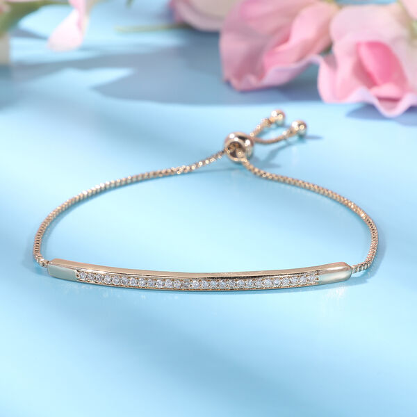 Wei&szlig;es Zirkonia Bolo-Armband, ca. 15-23 cm, reines Messing ca. 2,00 ct image number 2