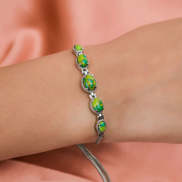 Gr&uuml;nes Mojave-T&uuml;rkis Armband, ca. 26.75 cm, Ionenbeschichteter Stahl ca. 3,80 ct image number 3