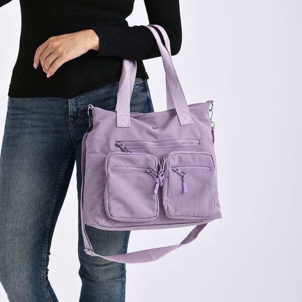 Crossbody-Schultertasche mit Mehrfachfächern, 31x30x14cm, Helllila image number 4