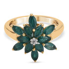 Grandidierit und Zirkon Blumen-Ring, 925 Silber vergoldet  ca. 1,77 ct image number 0