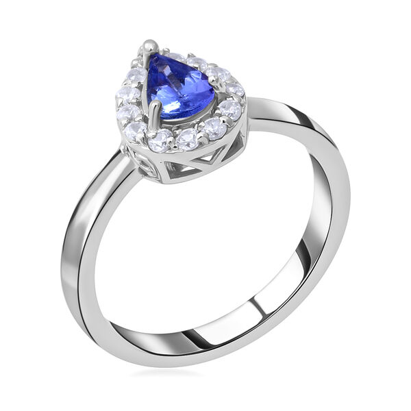 Tansanit und Zirkon-Ring, 925 Silber platiniert  ca. 1,08 ct image number 3