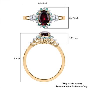 LUXORO zertifiziert und gepr&uuml;ft AAA Radiant Ember Granat, Paraiba Turmalin und Diamant Ring in 417 Gold - 1,76 ct.