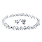 2er Set Armband und Ohrstecker mit herzförmigem Zirkonia, Messing