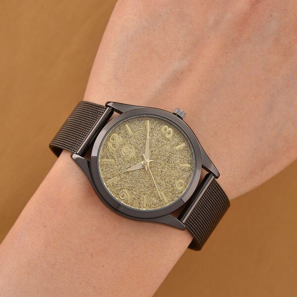 STRADA Stardust Zifferblattuhr mit japanischem Uhrwerk und schwarzfarbenem 316L Edelstahl -Mesh-Armband image number 2