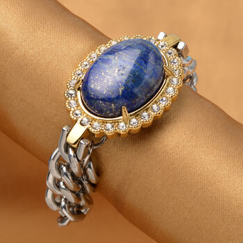 Lapislazuli und Kristall 19 cm Armband- 41,20 ct.