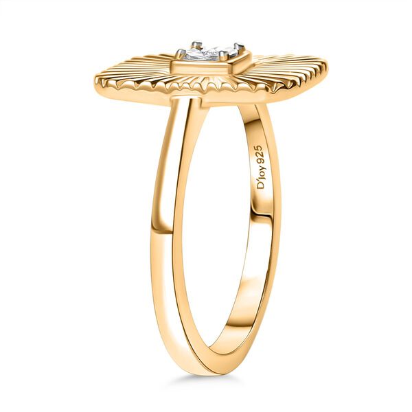 3er Set - D'Joy Wei&szlig;er Diamant Ohrringe, Ring und Anh&auml;nger 925 Silber Gelbes Gold (Gr&ouml;&szlig;e 18) (10-15 Werktage Lieferzeit) image number 5