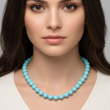 Sleeping Beauty Farbe Muschelkernperle (9-11 mm) Halskette ca. 60 cm 316L Edelstahl