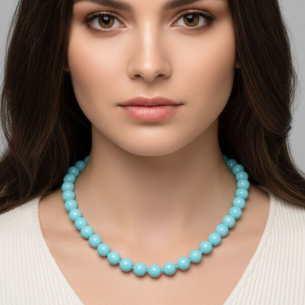 Sleeping Beauty Farbe Muschelkernperle (9-11 mm) Halskette ca. 60 cm 316L Edelstahl image number 2